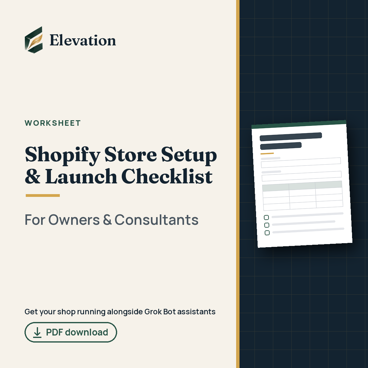 Shopify Store Setup & Launch Checklist with Grok Bot Helpers cover